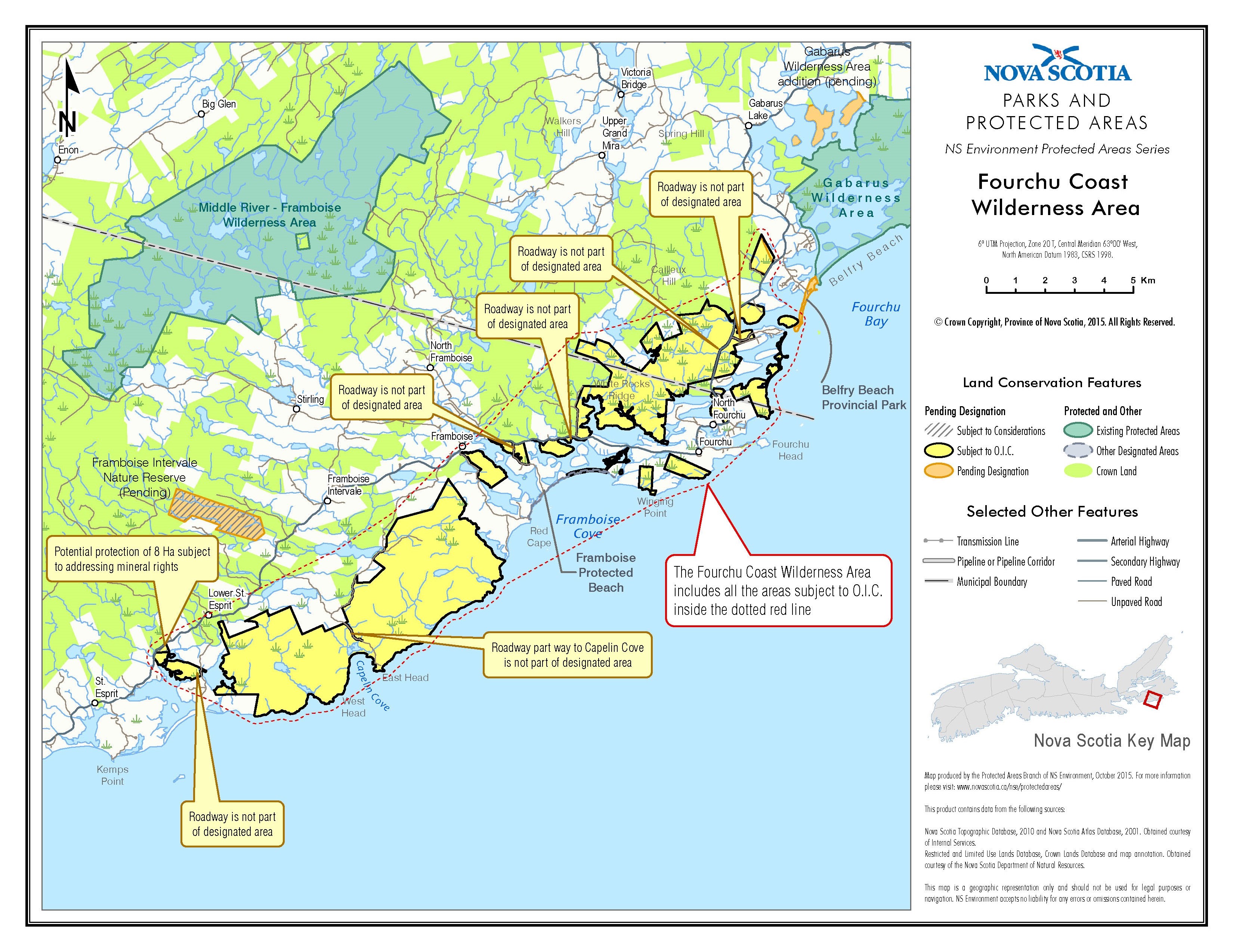 Graphic showing map of approximate boundaries of Fourchu Coast Wilderness Area